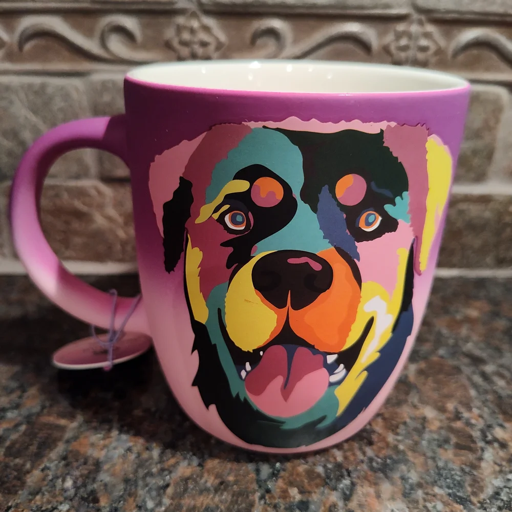 NWT Rottweiler Soft Touch Colorful Dog Mug by Desirable Sip - Picture 2 of 4